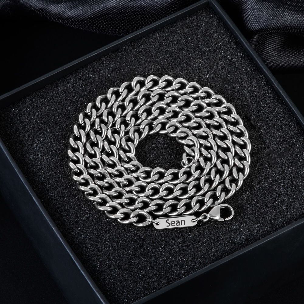 6mm Custom Name Stainless Steel Cuban Chain Silver With Street Luxury Shine - Image 5