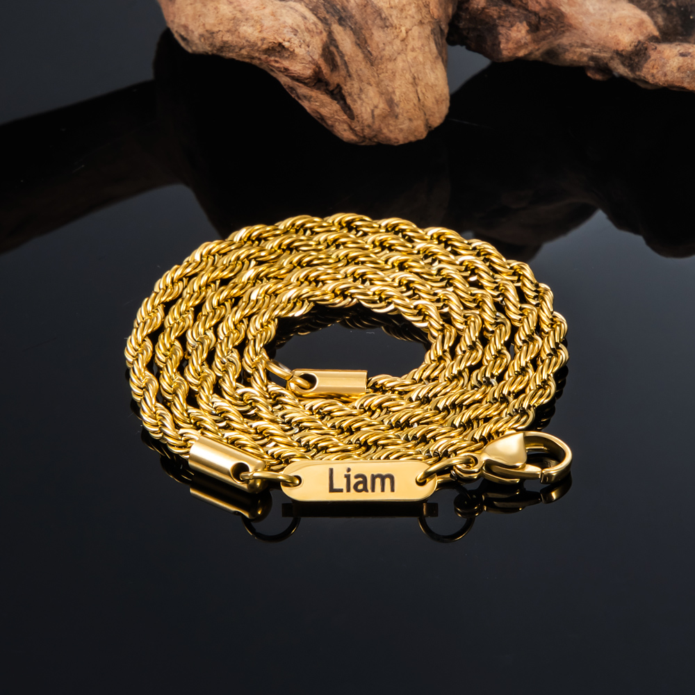 3mm Custom Name Rope Necklace In Gold Made For Street Luxury Energy - Image 4