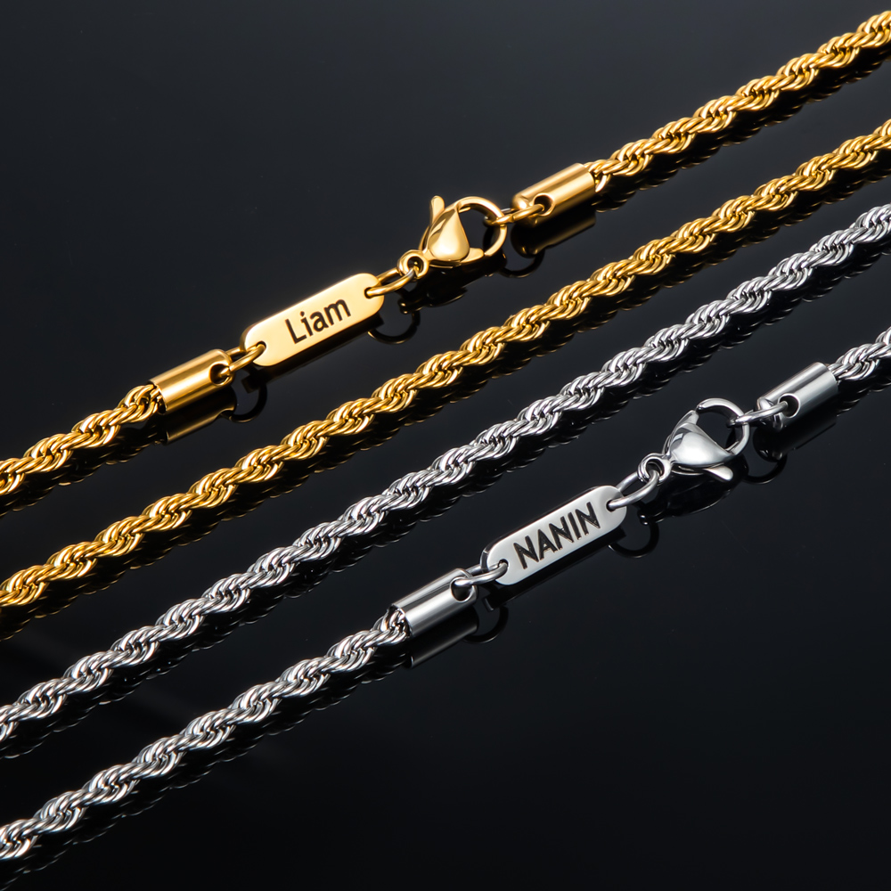 3mm Custom Name Rope Necklace In Gold Made For Street Luxury Energy - Image 7