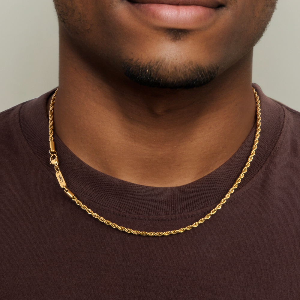 3mm Custom Name Rope Necklace In Gold Made For Street Luxury Energy
