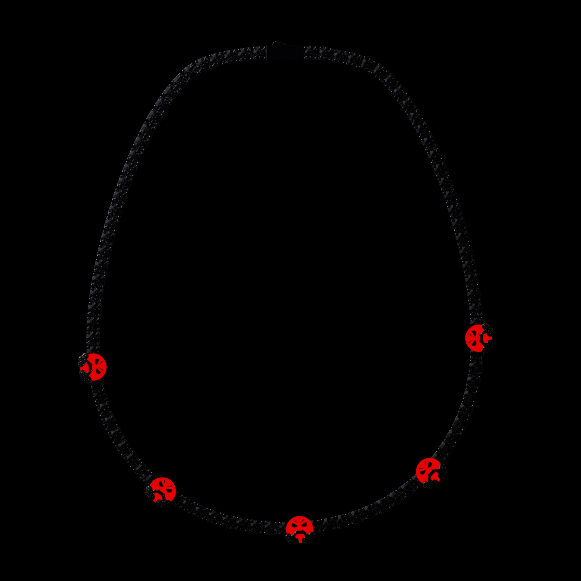 5mm Luminous Red Angry Face Tennis Chain In White Gold Iced Out - Image 4