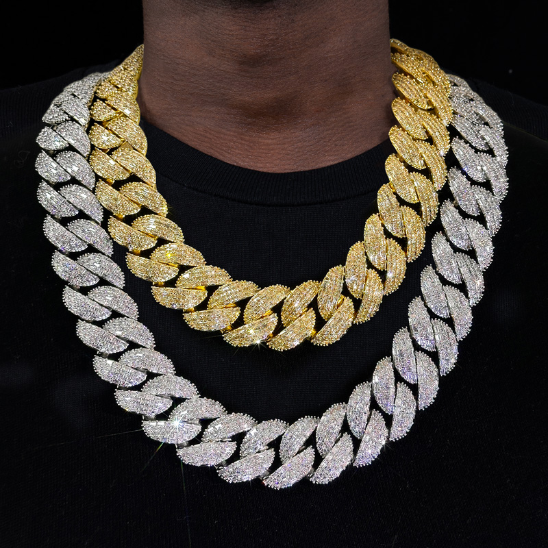 Iced Out Out 25mm Baguette Cut Cuban Chain Gold With Street Luxury Shine - Image 6