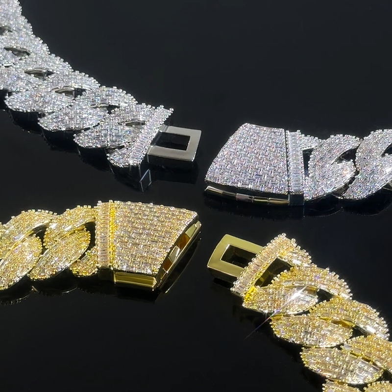 Iced Out Out 25mm Baguette Cut Cuban Chain Gold With Street Luxury Shine - Image 10