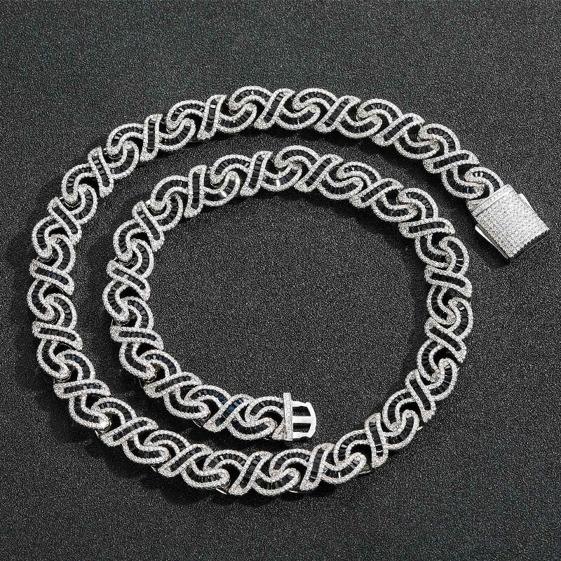 12mm Baguette Cut Black Diamonds Infinity Necklace With Street Luxury Shine - Image 3