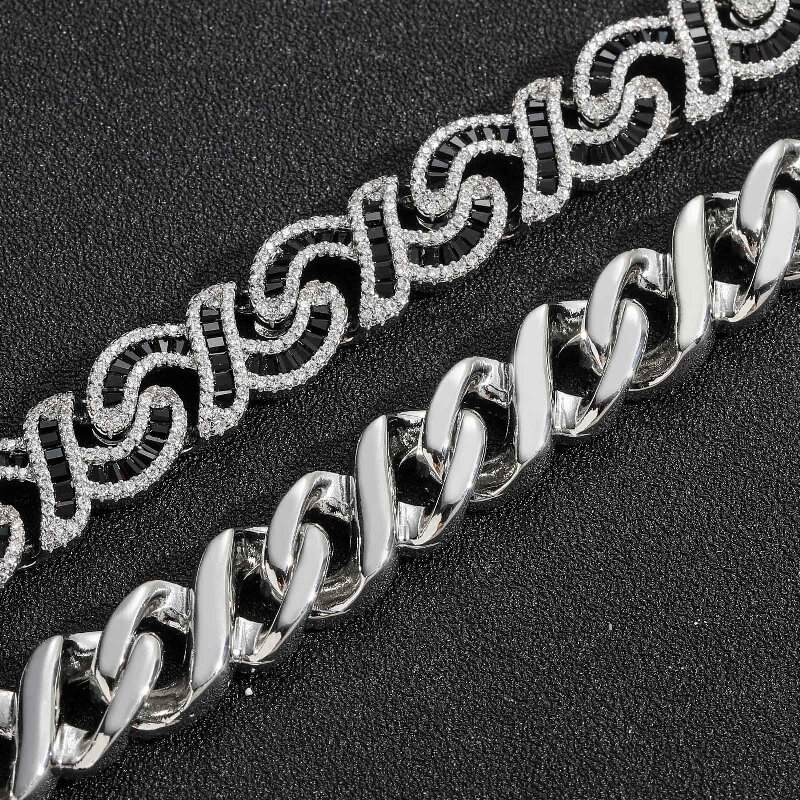 12mm Baguette Cut Black Diamonds Infinity Necklace With Street Luxury Shine - Image 6