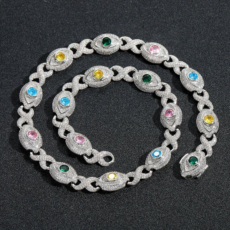14mm Eyes Infinity Sign Fancy Color Diamond Necklace Iced Out - Image 3