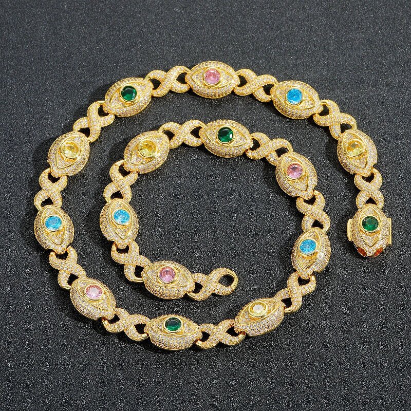 14mm Eyes Infinity Sign Fancy Color Diamond Necklace Iced Out - Image 5