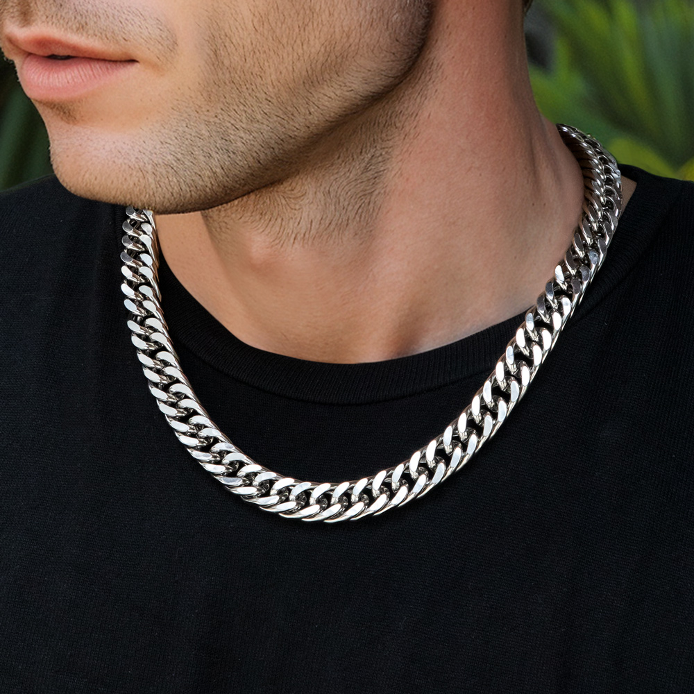 2.5/3.5/4.5/5.5/6/7/8/9/10/13mm Stainless Steel Cuban Chain Silver