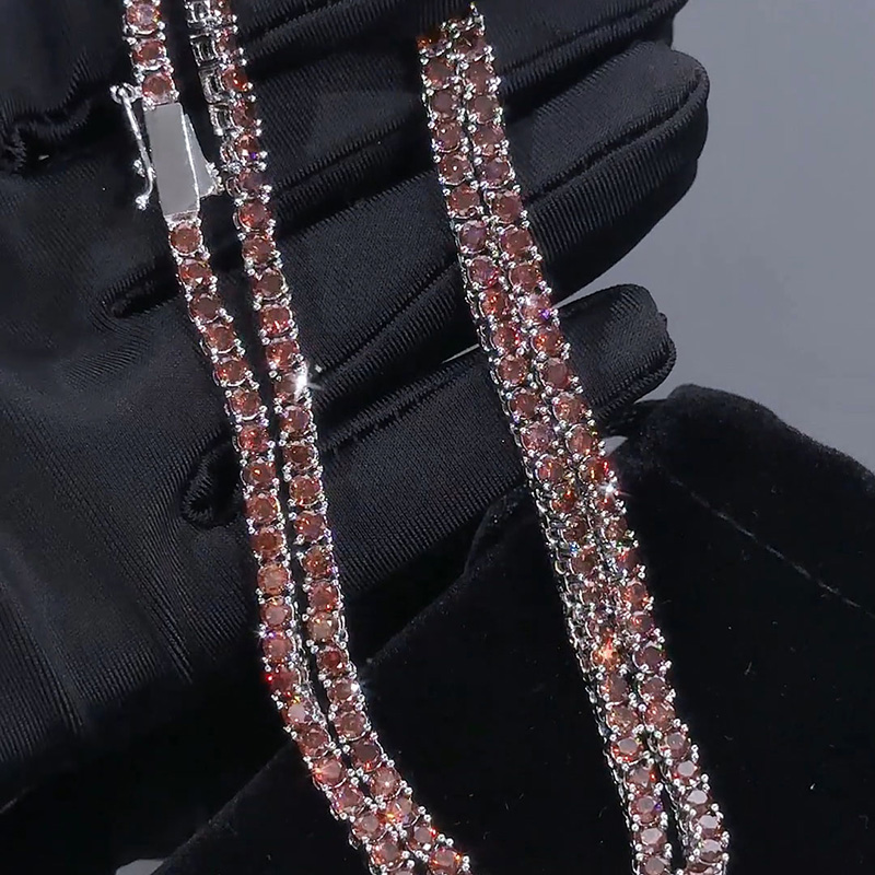3mm Coffee Tennis Chain In White Gold Iced Out Shine With Street Luxury - Image 3