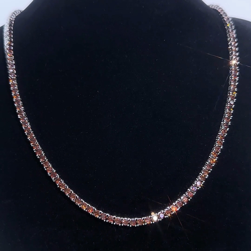 3mm Coffee Tennis Chain In White Gold Iced Out Shine With Street Luxury - Image 4