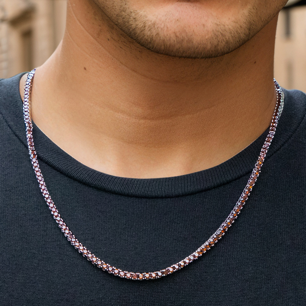 3mm Coffee Tennis Chain In White Gold Iced Out Shine With Street Luxury