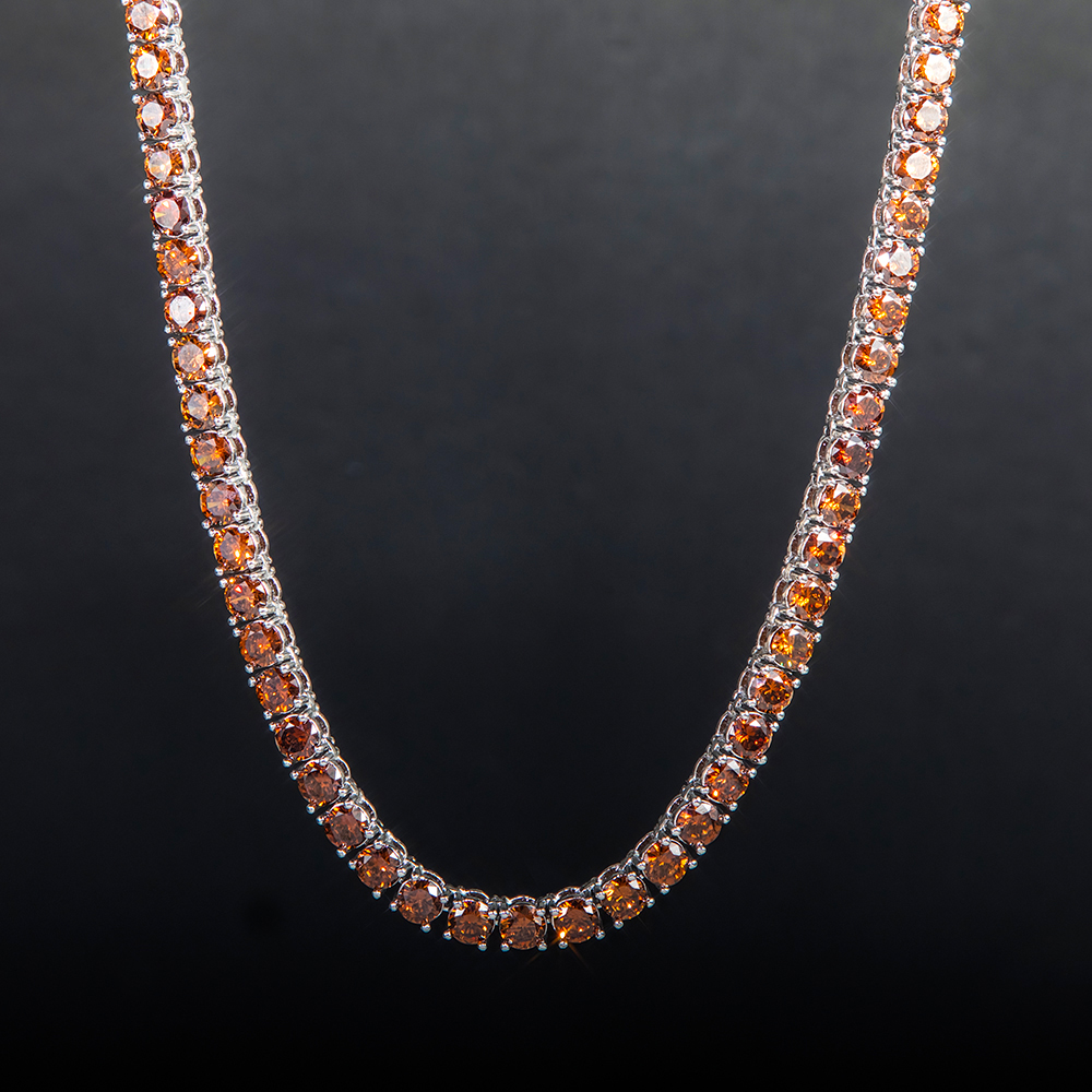 5mm Coffee Tennis Chain In White Gold Iced Out Shine With Street Luxury - Image 3