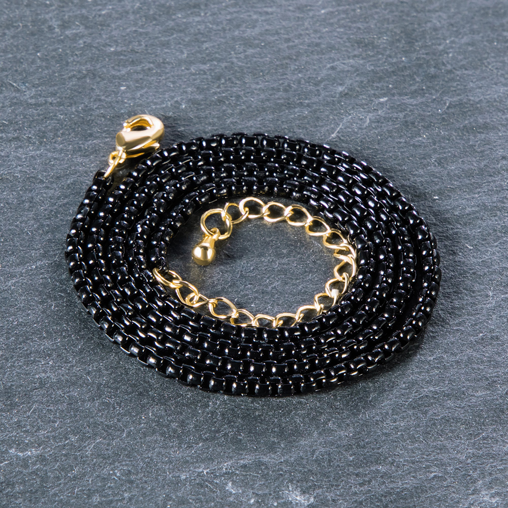 2.3mm Round Box Chain In Black Gold/blue With Street Luxury Shine - Image 3