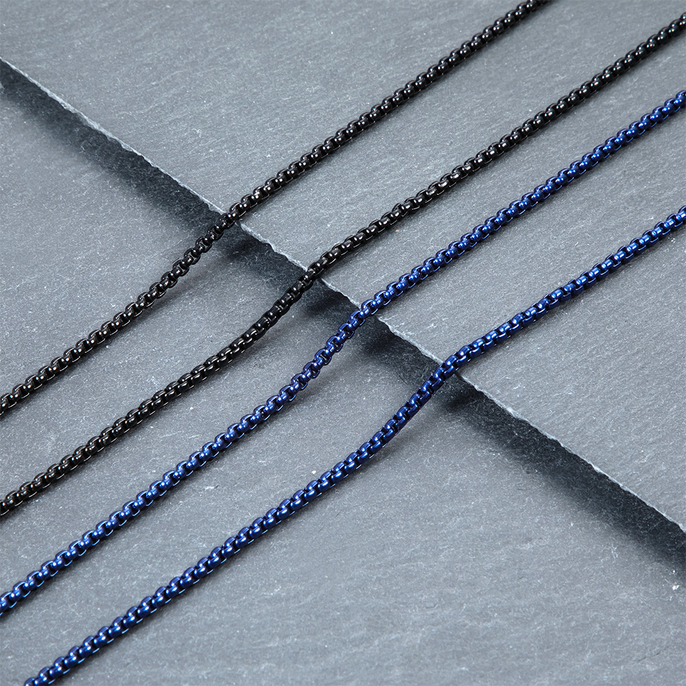 2.3mm Round Box Chain In Black Gold/blue With Street Luxury Shine - Image 6