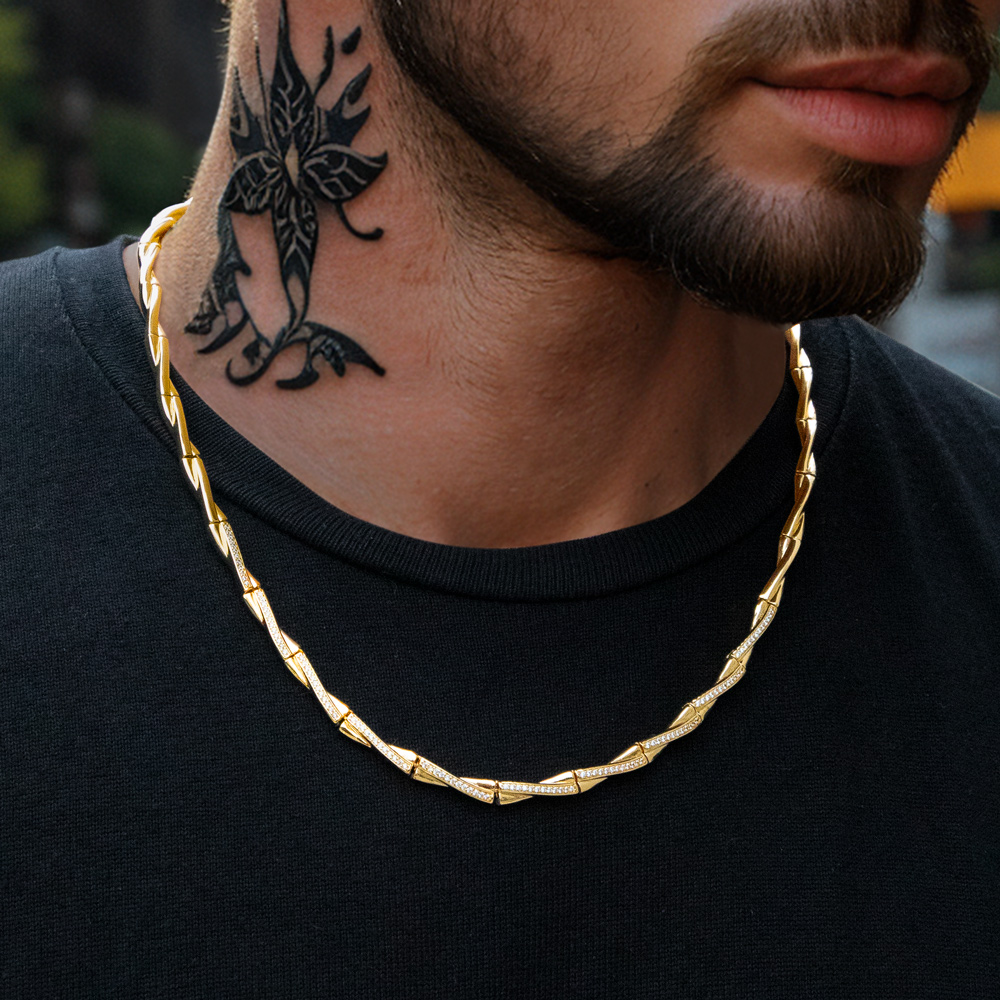 Iced Out Out Cross Over X Link Chain Gold With Street Luxury Shine