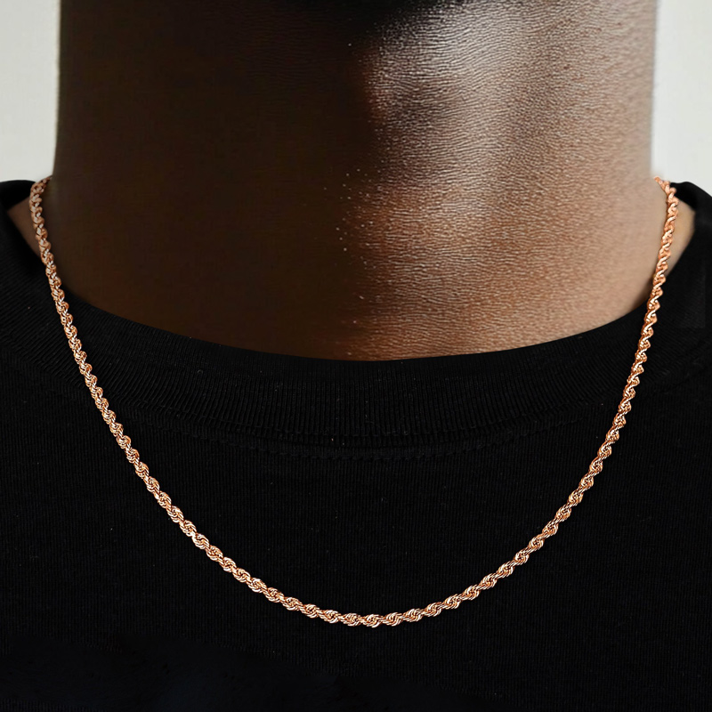 3mm/4mm/5mm/6mm/7mm/8mm Rope Chain In Rose Gold With Street Luxury Shine