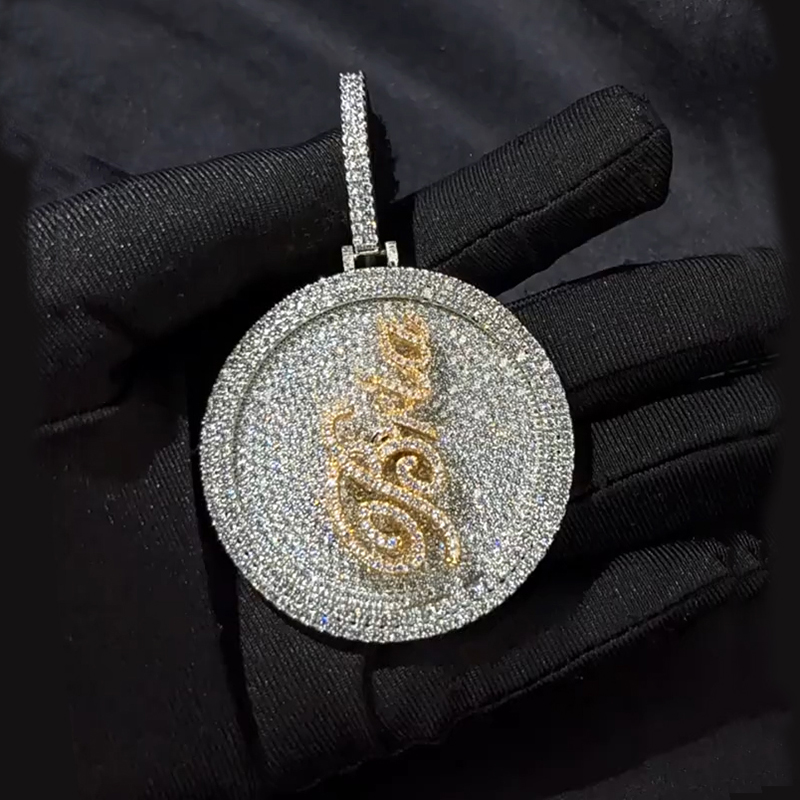 Iced Out Out Custom Letters Rotatable Pendant Gold With Street Luxury Shine - Image 4