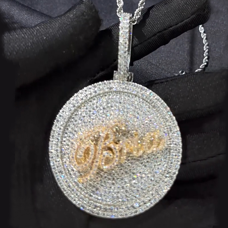 Iced Out Out Custom Letters Rotatable Pendant Gold With Street Luxury Shine
