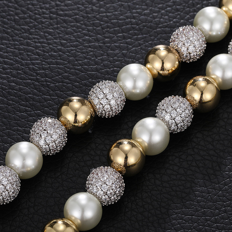 10mm Iced Out Beads Pearl Chain Gold With Street Luxury Shine - Image 4