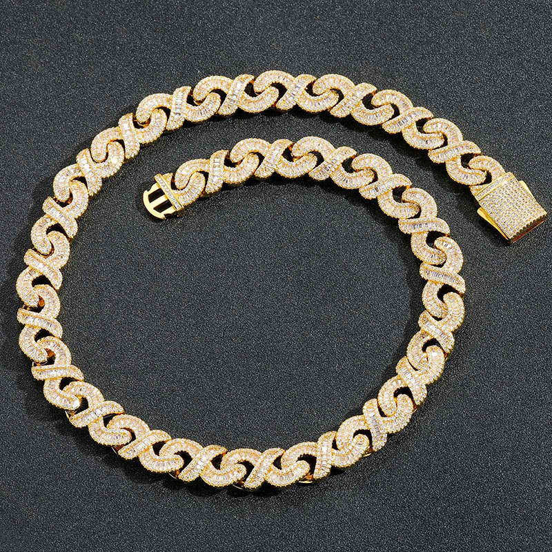Iced Out Out 12mm Baguette Cut Infinity Link Chain With Street Luxury Shine - Image 3