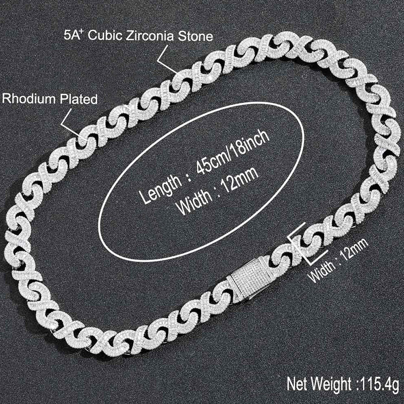 Iced Out Out 12mm Baguette Cut Infinity Link Chain With Street Luxury Shine - Image 7