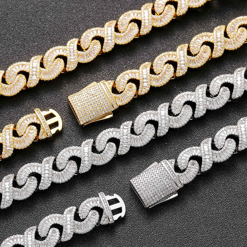 Iced Out Out 12mm Baguette Cut Infinity Link Chain With Street Luxury Shine - Image 8