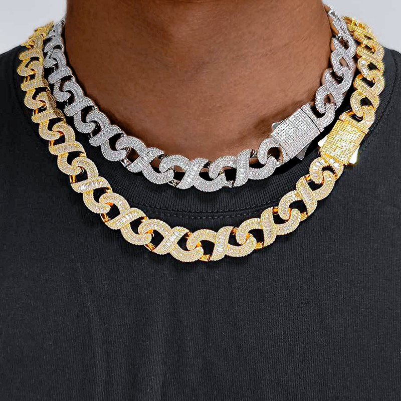 Iced Out Out 12mm Baguette Cut Infinity Link Chain With Street Luxury Shine