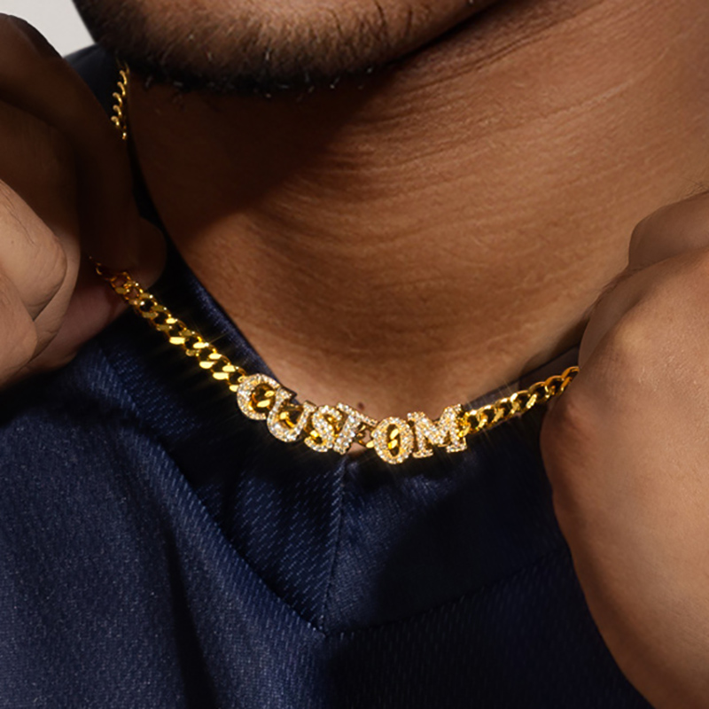 Iced Out Custom Cuban Link Name Necklace Gold With Street Luxury Shine - Image 4