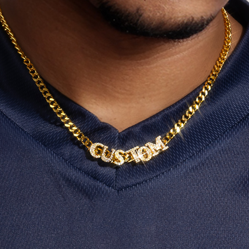 Iced Out Custom Cuban Link Name Necklace Gold With Street Luxury Shine