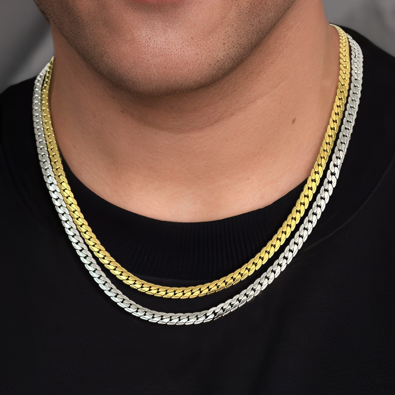 5mm Titanium Steel Embossed Cuban Chain Gold With Street Luxury Shine - Image 3