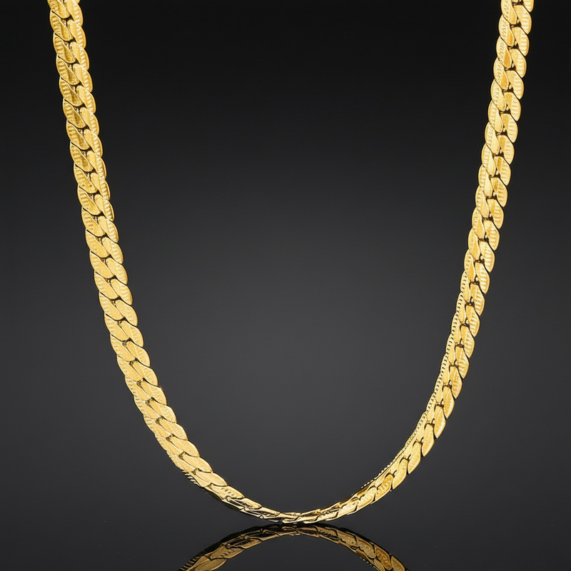 5mm Titanium Steel Embossed Cuban Chain Gold With Street Luxury Shine - Image 5