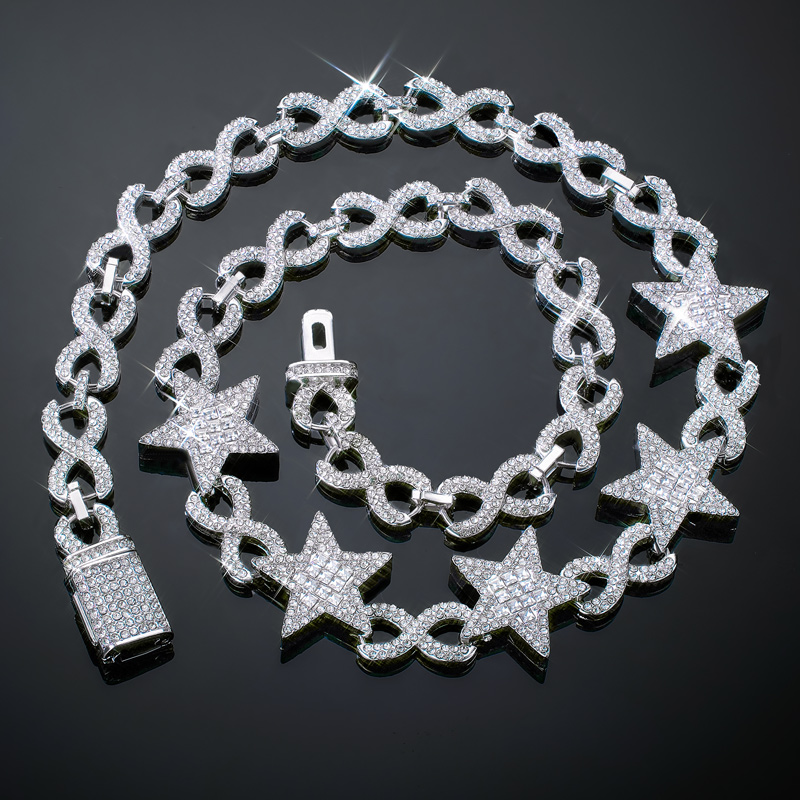 Iced Out Out Stars Infinity Link Chain Gold With Street Luxury Shine - Image 3