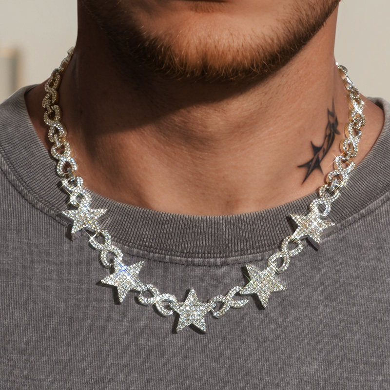 Iced Out Out Stars Infinity Link Chain Gold With Street Luxury Shine - Image 4