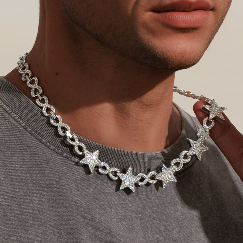 Iced Out Out Stars Infinity Link Chain Gold With Street Luxury Shine - Image 5