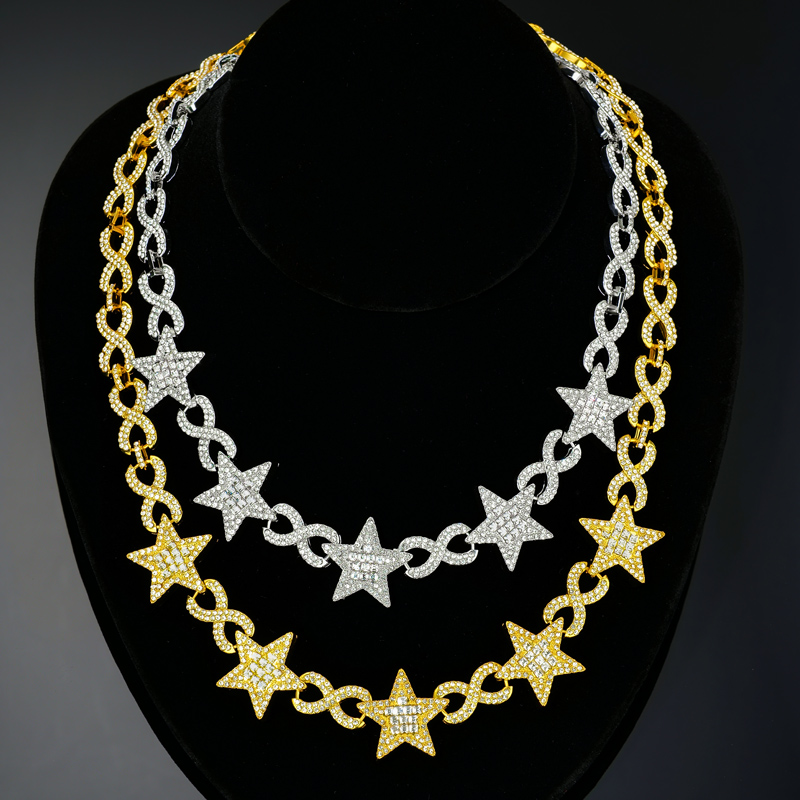 Iced Out Out Stars Infinity Link Chain Gold With Street Luxury Shine - Image 6