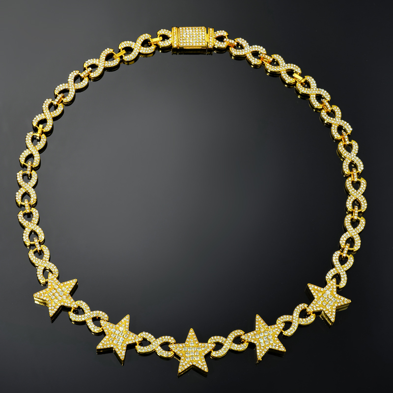 Iced Out Out Stars Infinity Link Chain Gold With Street Luxury Shine - Image 7