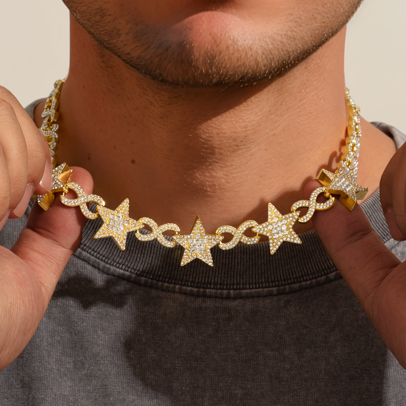 Iced Out Out Stars Infinity Link Chain Gold With Street Luxury Shine