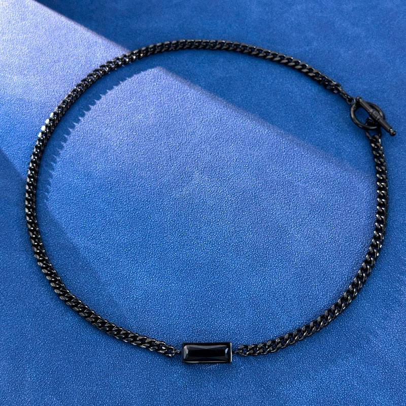 5mm Natural Stone Stainless Steel Cuban Chain In Black Gold - Yellow Tiger - Image 8