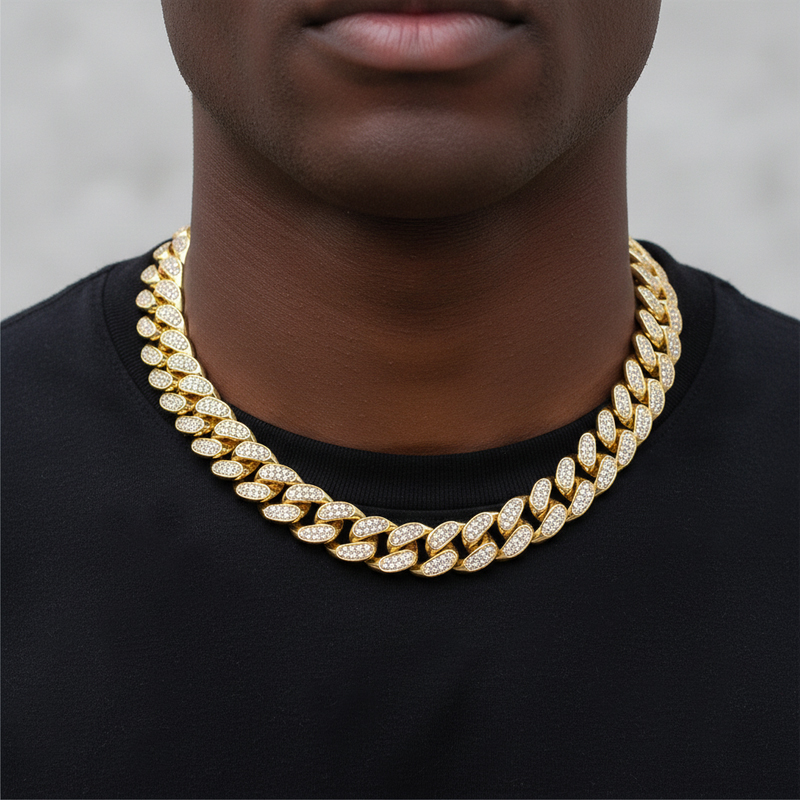 20mm Iced Out Out Miami Cuban Chain Gold With Street Luxury Shine - Image 4