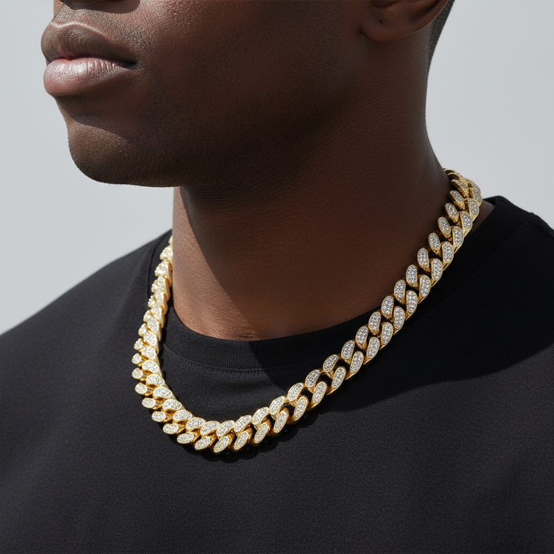 20mm Iced Out Out Miami Cuban Chain Gold With Street Luxury Shine - Image 5