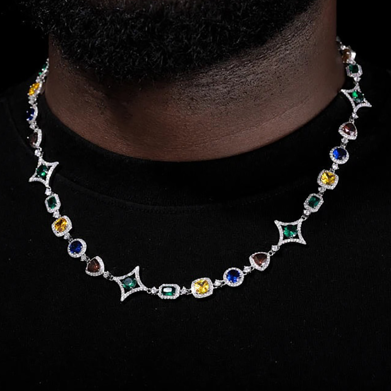 Iced Out 10mm Multi-color Diamonds Chain Gold With Street Luxury Shine - Image 3