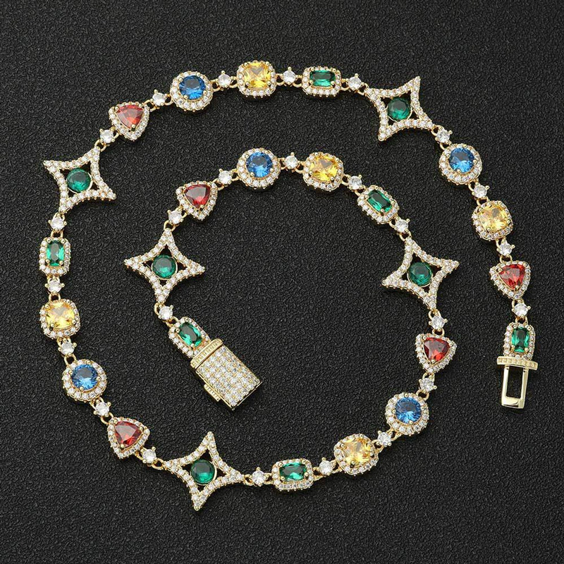 Iced Out 10mm Multi-color Diamonds Chain Gold With Street Luxury Shine - Image 5