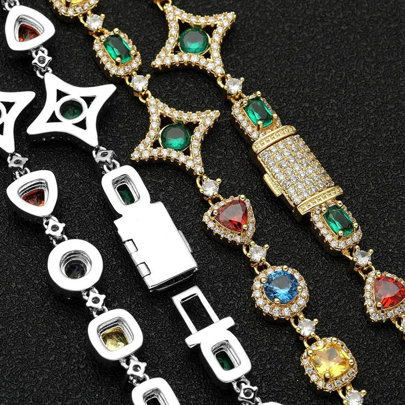 Iced Out 10mm Multi-color Diamonds Chain Gold With Street Luxury Shine - Image 6