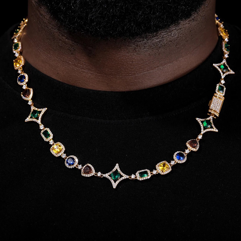 Iced Out 10mm Multi-color Diamonds Chain Gold With Street Luxury Shine - Image 7
