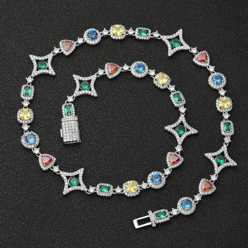 Iced Out 10mm Multi-color Diamonds Chain Gold With Street Luxury Shine