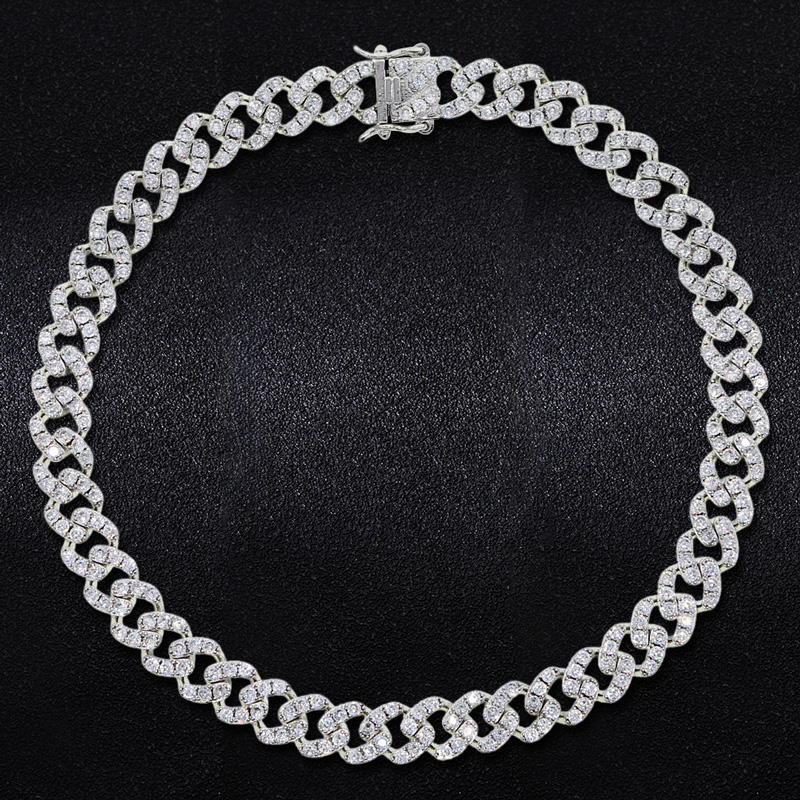 Iced Out 12mm Single Row Cuban Chain In White Gold With Street Luxury Shine - Image 3