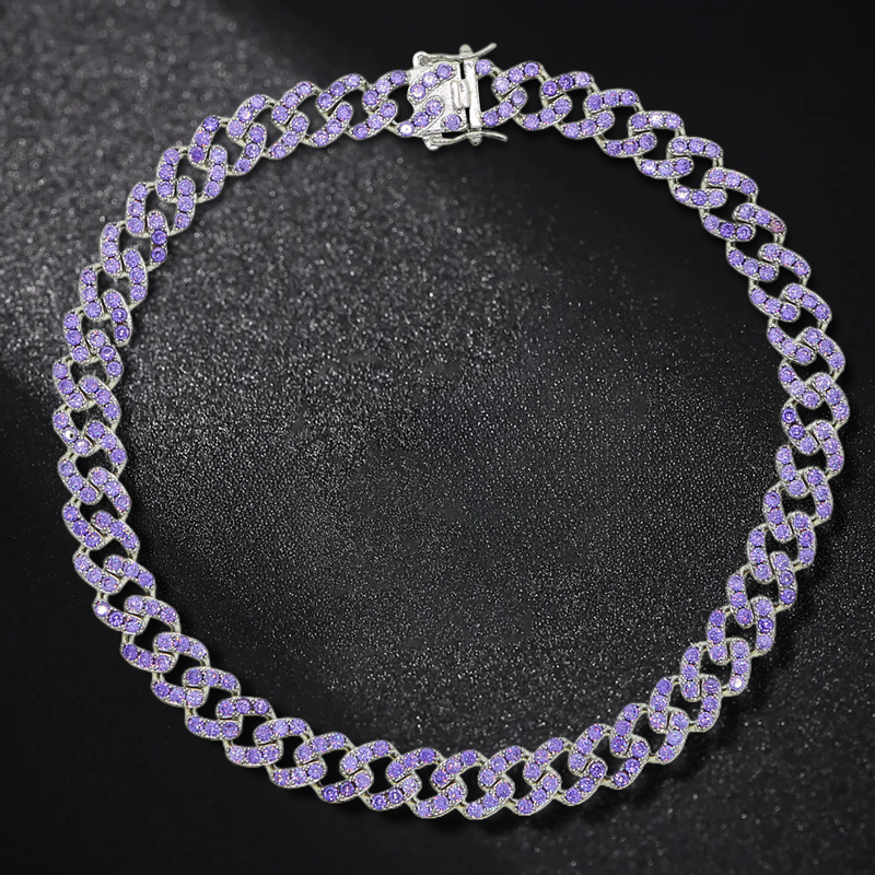 Iced Out 12mm Single Row Cuban Chain In White Gold With Street Luxury Shine - Image 6