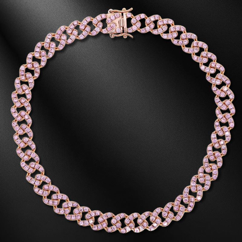 Bold Iced Out 12mm Single Row Cuban Chain In Rose Gold & Gold Plating - Image 3
