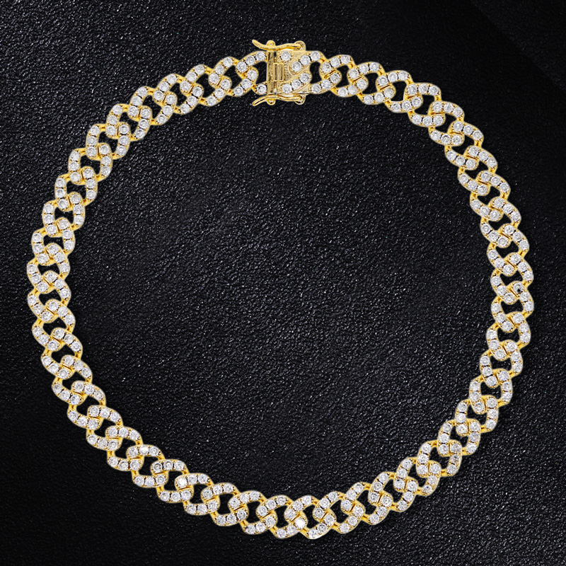 Bold Iced Out 12mm Single Row Cuban Chain In Rose Gold & Gold Plating - Image 5