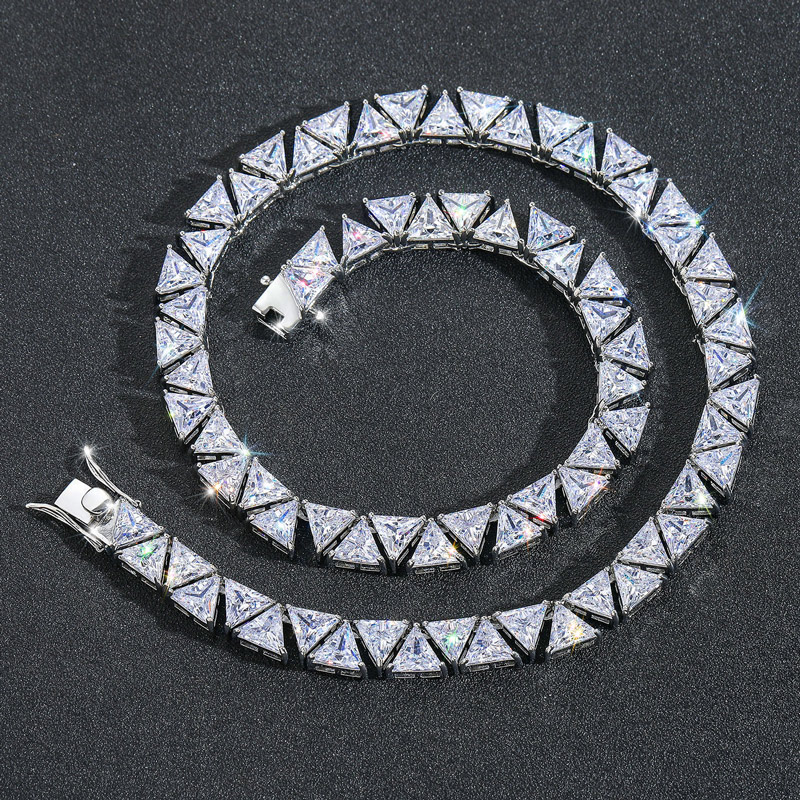 Iced Out Out 9mm Triangle Tennis Chain Gold With Street Luxury Shine - Image 3